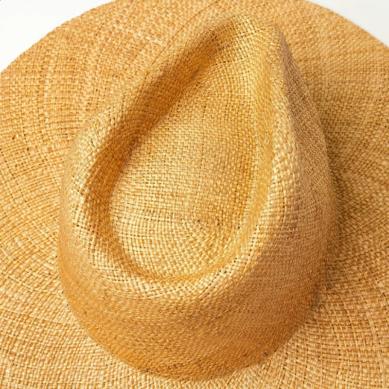 Bred Brim Straw Fedora Hat Fine Braid Grass Summer For Women Fashion Jazz Beach Panama 240311