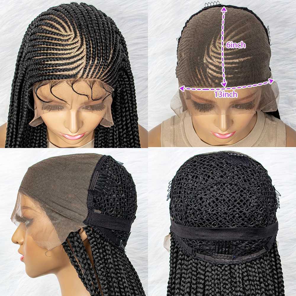 Synthetic Wigs Synthetic Lace Front Wigs Braided Wigs 13x6 Lace Front Braids Wig Knotless Box Braids Wigs With Baby Hair for Black Women 240329