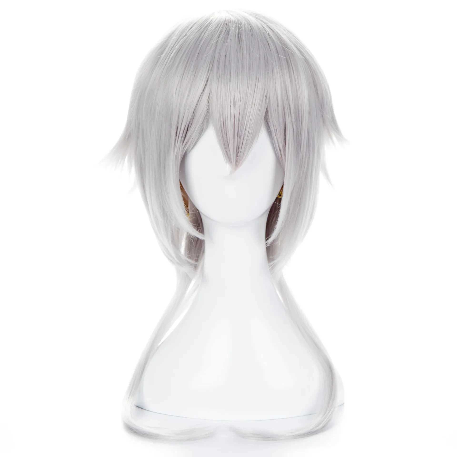 Perucas sintéticas anime bungo cães vadios fukuzawa yukichi prateado branco resistente ao calor cabelo cosplay peruca traje 240328 240327