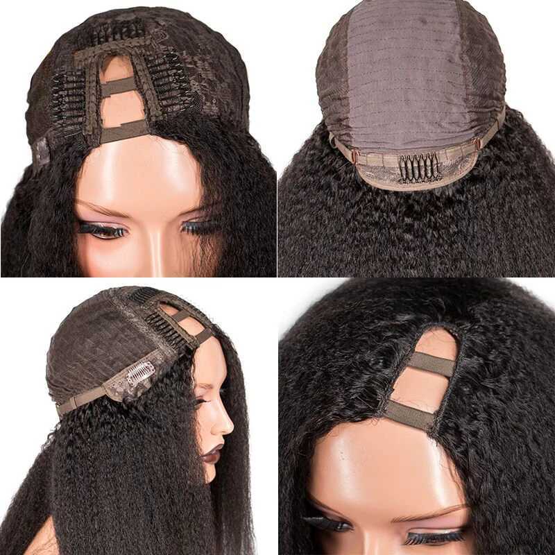 Perruques synthétiques Ombre Blonde cheveux humains U partie perruques 180% densité brésilienne Remy cheveux perruques droite brun moyen ouvert Upart perruques cheveux noirs perruques 240329