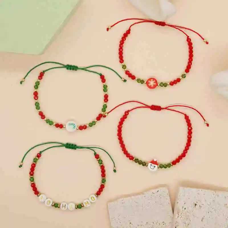 Chain Christmas Crystal Beaded Strand Rope Chain Bracelets for Women Female Jewelry Set Gift Bag Packing Wholesale YBR1028L24