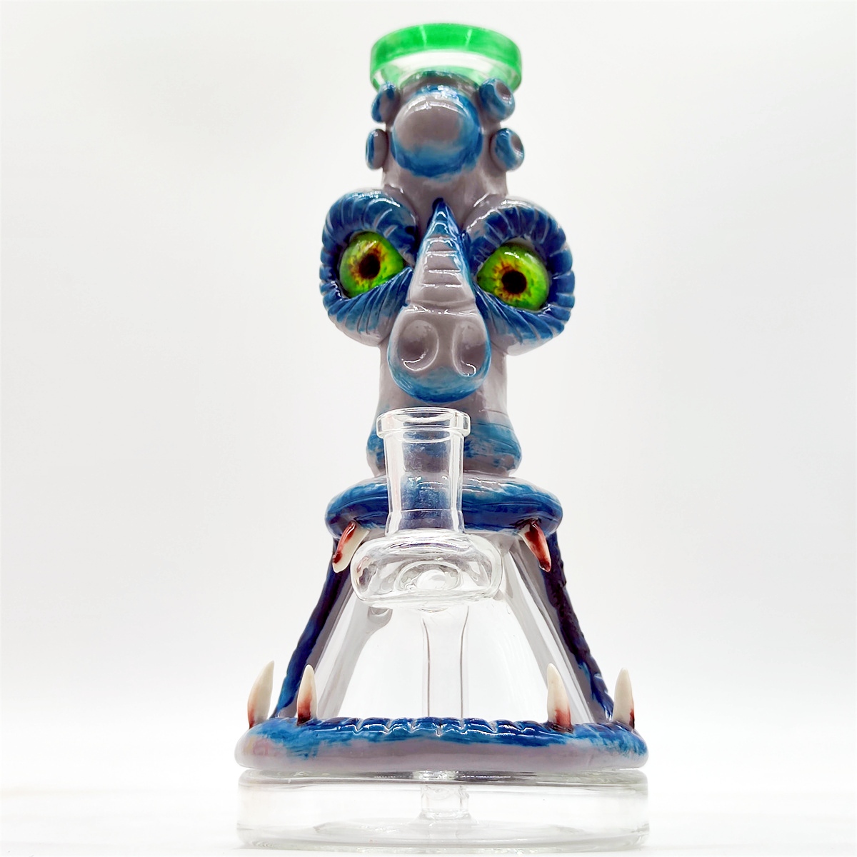 2024 Heady Bong Glass Variety Monster zum Verkauf HandCraft 20CM 8 Zoll 3D Green Monster Variety Kind Shisha Wasserpfeife Bong Glasbongs 14mm Schüssel