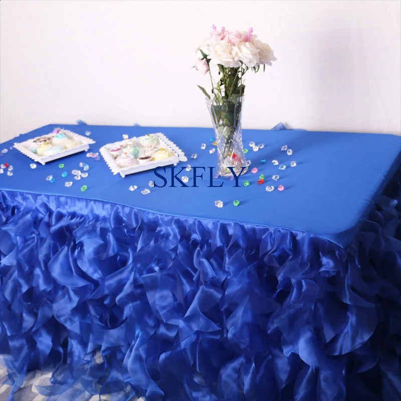 CL010GK 11ft Fast Wedding Redl Blue Pink Black Blush Green Organza Curly Willow Table Skirt 240315