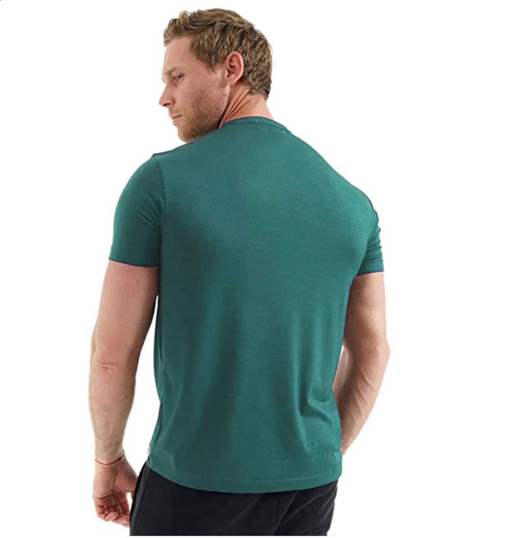 100% Merino Wool T Shirt Men Base Layer Merino Tshirt Men 180G Everyday Undershirt Wicking Breathable Anti-Odor Hiking Socks 240318