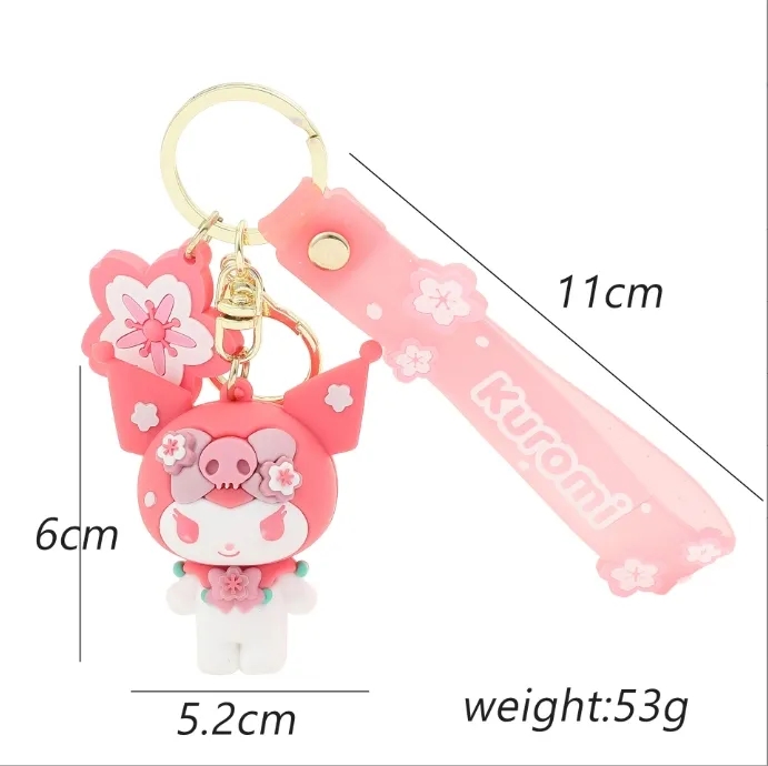 Porte-clés pendentif poupée série fleur de cerisier, mignon, Machine, petit cadeau, dessin animé, cadeau féminin, 2024