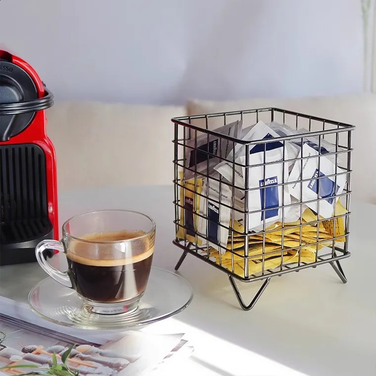 Black Coffee Capsule Storage Basket Pod Capsule Rack Holder Sugar Tea Bag Espresso Pod Container för Kitchen Cafe Office Home 240307