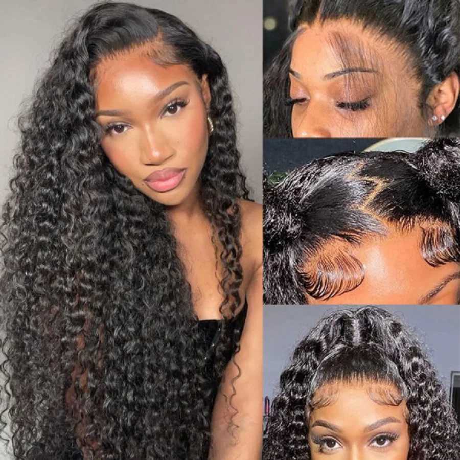 Syntetyczne peruki 13x4 HD Kinky Curly Lace Frontal Human Hair Peruki wcześniej Brazylijska wręczająca fala wodna 4x4 koronkowe peruki gotowe do noszenia 240328 240327