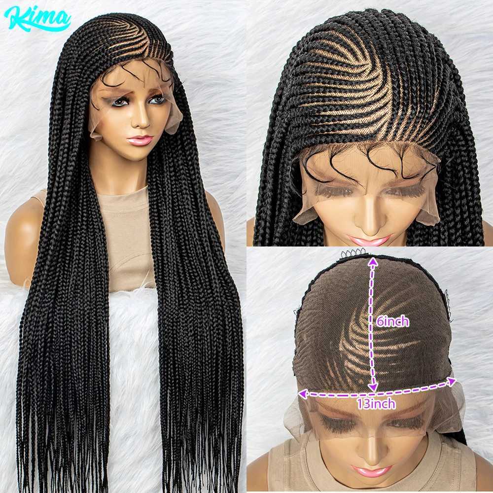 Synthetic Wigs Synthetic Lace Front Wigs Braided Wigs 13x6 Lace Front Braids Wig Knotless Box Braids Wigs With Baby Hair for Black Women 240329