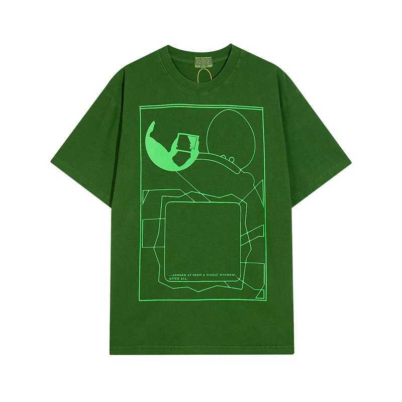 Homens camisetas Oversized Verão Lavado Batik Verde Cav Empt Camiseta Homens Mulheres Geometria Abstrata Cavempt C.E T-shirt Manga Curta Tee Ginásio J240316