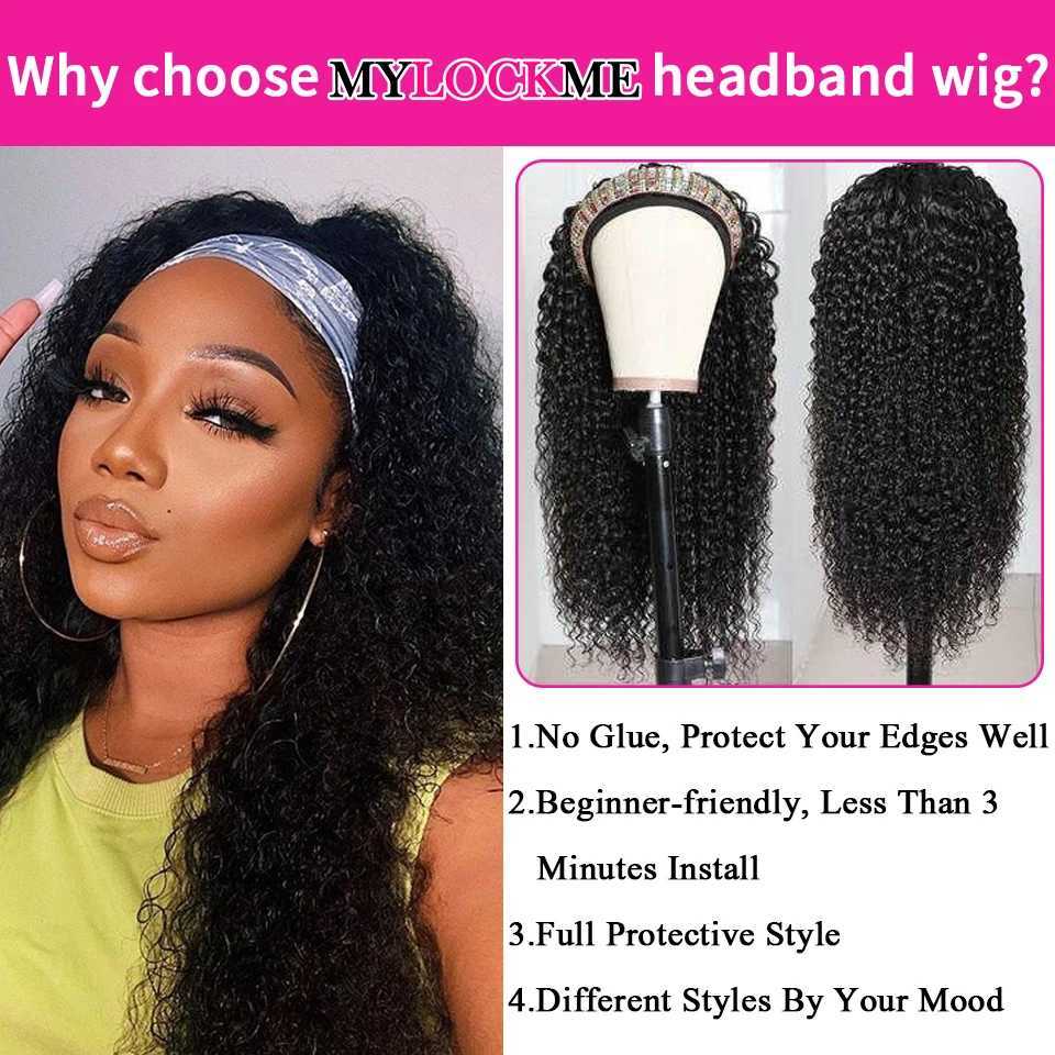 Syntetyczne peruki peruki ludzkie włosy Kinky Curly Mylockme Blueless Full Machine Made Brazilian Remy Peruki dla kobiet w 180% gęstość 240328 240327