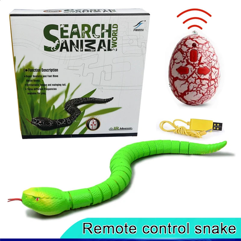 RC Remote Control Snake Toy For Cat Kitten Egg-shaped Controller Rattlesnake Interactive Snake Cat Teaser Play Toy Game Pet Kid 240315