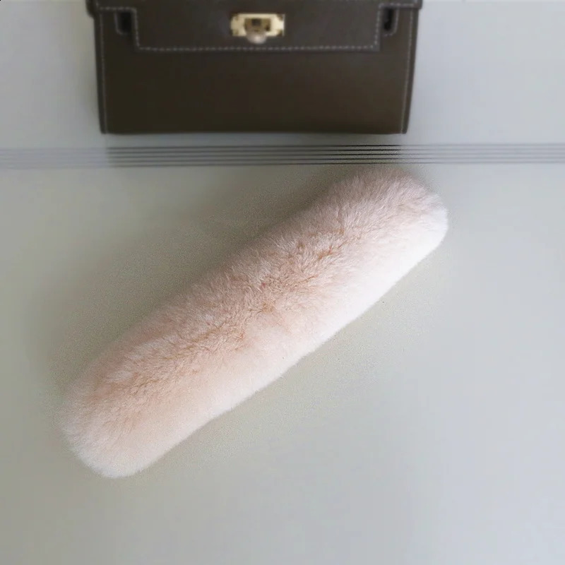 Genuine Rabbit Fur Replacement Bag Strap Handbag Shoulder Straps Cover Fur Handle With Magic Tape Winter Accessories 20cm R68 240311