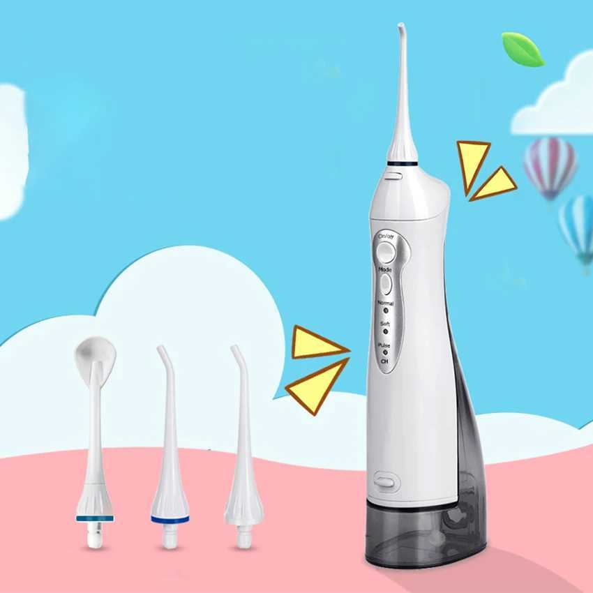 Irrigatori orali Irrigatore orale dentale cordless con ricarica USB con lavandino 3 modalità 3 punte di ricambio Capacità 300 ml la pulizia dei denti J240318