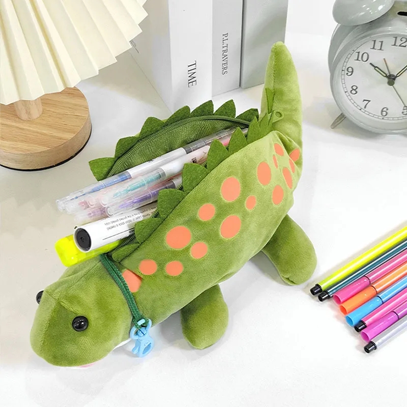 2024 Hot Selling Cartoon Cute Dinosaur Plush Doll Plush Dinosaur Large Capacity Student Stationery Birthday Present