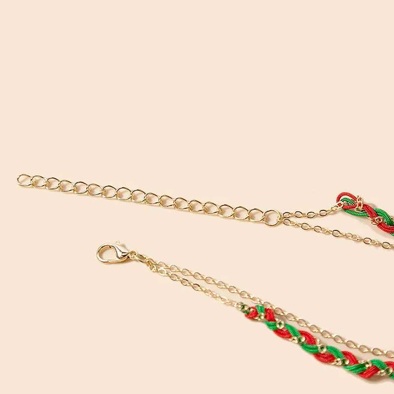 Kedja 1st. God jularmband Santa Claus Elk Xmas Tree Pendant Layered Chain Armband för Women Girls Party Jewelry Gift 2023L24