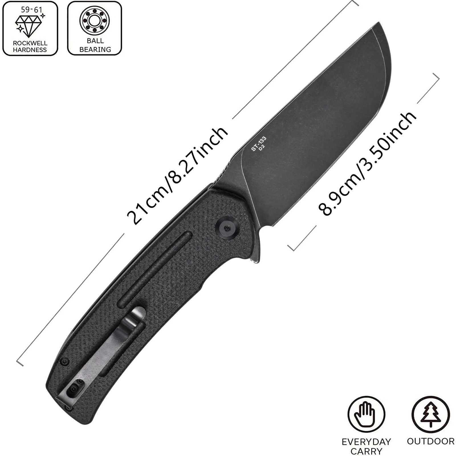 Coltelli tattici Sitivien ST133 Coltello pieghevole tascabileLama in acciaio D2Manico in micarta Coltello utensili EDC lavorare Collezione di escursioni di campeggio all'apertoL2403