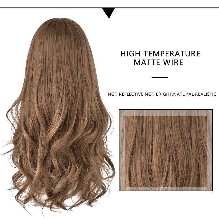 Synthetische Perücken 7JHH WIGS Lange gewellte, lockige, schwarzblonde Perücke für Frauen, natürliche Highlights, synthetische Mischungsperücken mit Pony, hitzebeständige Haarperücke 240328 240327