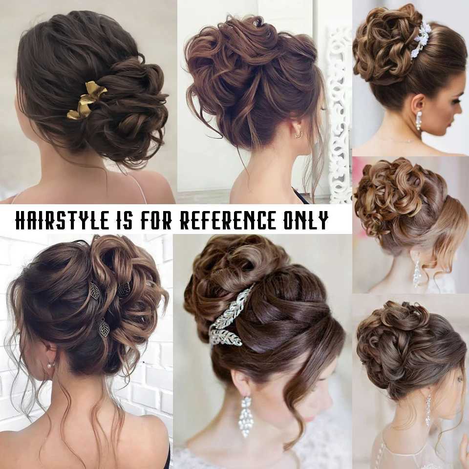 Synthetische Perücken HUAYA Messy Curly Short Synthetic Hair Chignon Donut Roller Bun Wig Claw Clip In Hairpiece for Women 240329