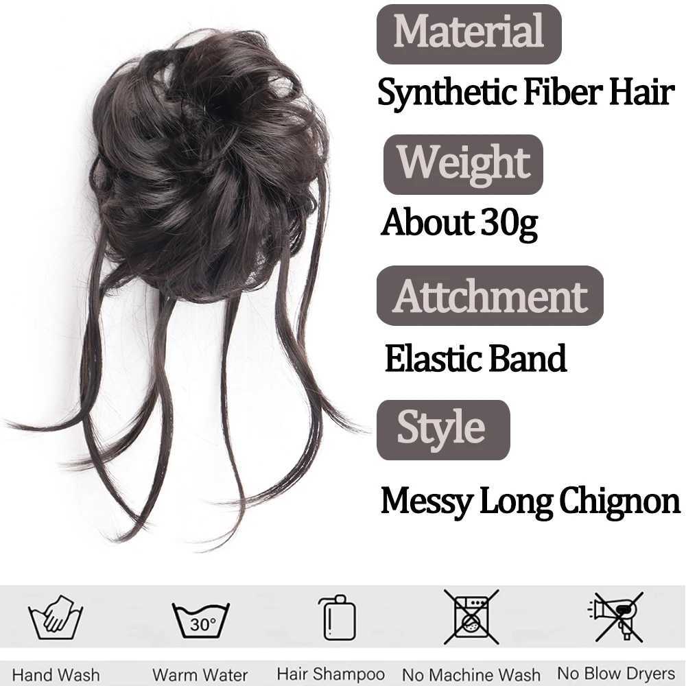 合成ウィッグミスクイーンシンセティックヘアパン乱雑な巻き毛チニョンブラックグレー女性のためのかつらヘアホリデーパーティーエッセンシャル240329