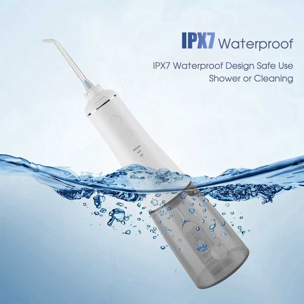 Irrigatori orali Spazzolino portatile wireless con 5 ugelli Irrigatore orale ricaricabile USB da viaggio 350ML sbiancamento e pulizia dei denti J240318