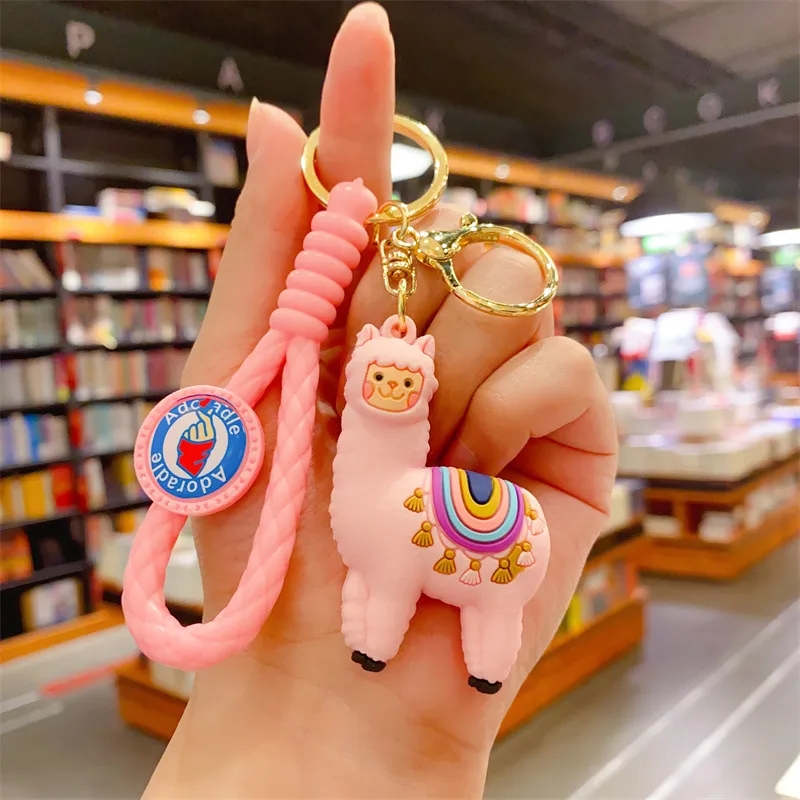 2024 Creative Cartoon Alpaca Keychain Llama Key Chain Women Bag Pendant Accessories Cute Epoxy Alpaca Keychains Trinket Gifts