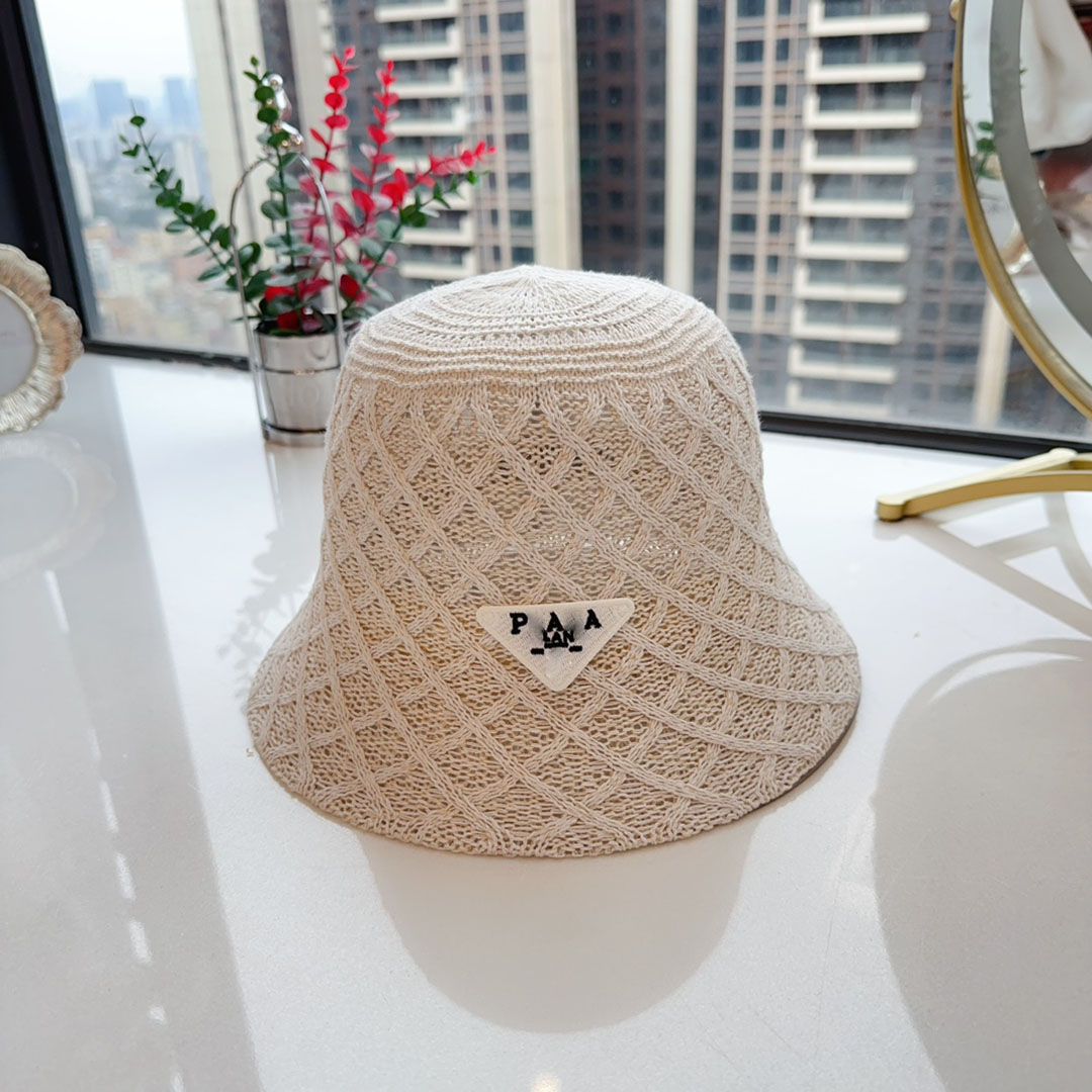 Checkered Knitted Designer Bucket Hat Solid Color Simple Fisherman Hats Inverted Triangle Classic Letter Beach Hat