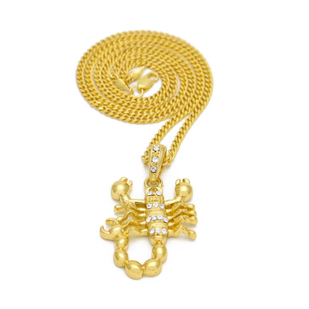 La nuova collana moda hip hop presenta gioielli di tendenza con ciondolo scorpione con diamanti