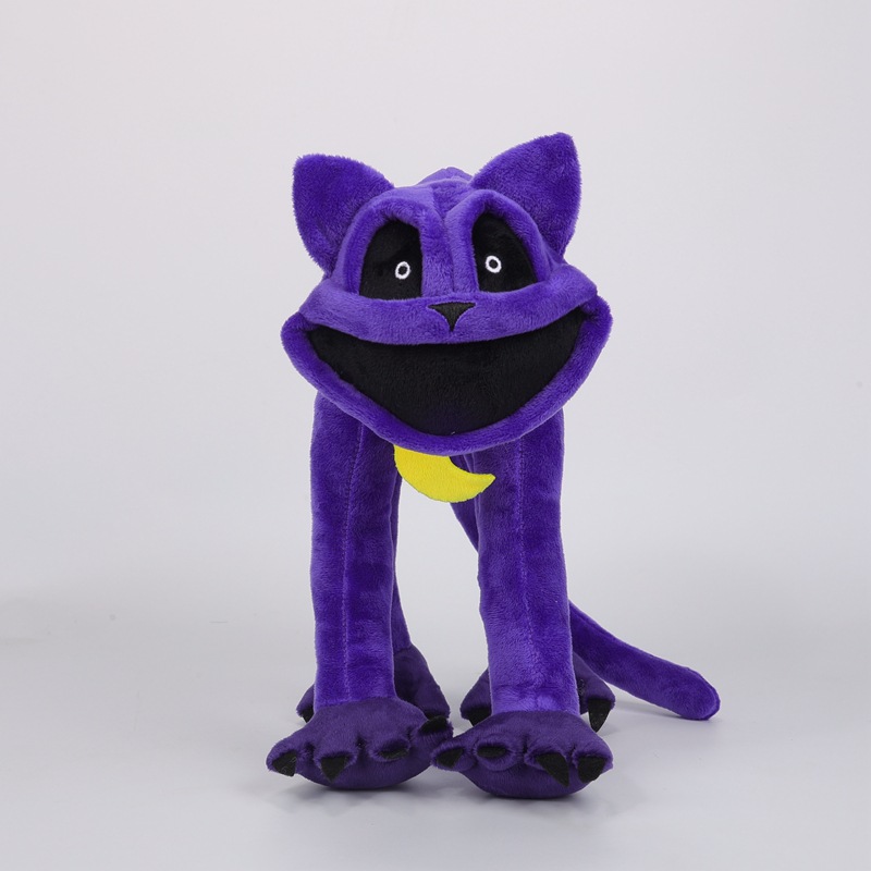 New smiling critters terrifying purple cat, smiling animal, plush toy monster, big mouthed cat