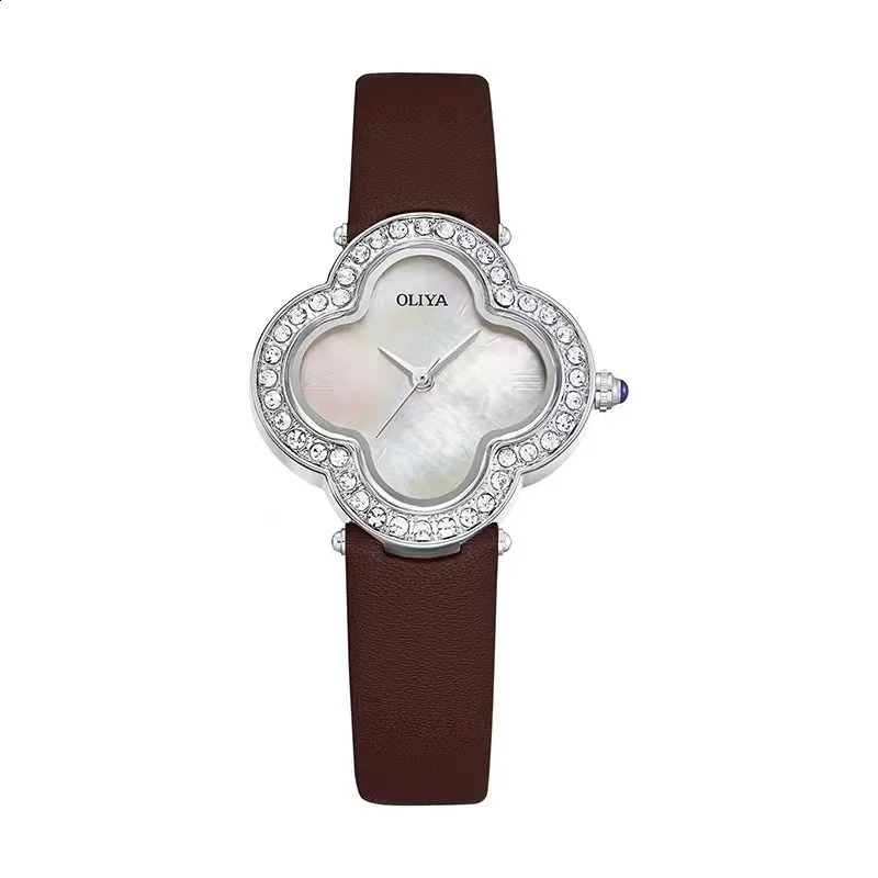 Lucky Girl horloge lederen band diamant dames nift Hope Faith Shell quartz horloges voor dames 240305