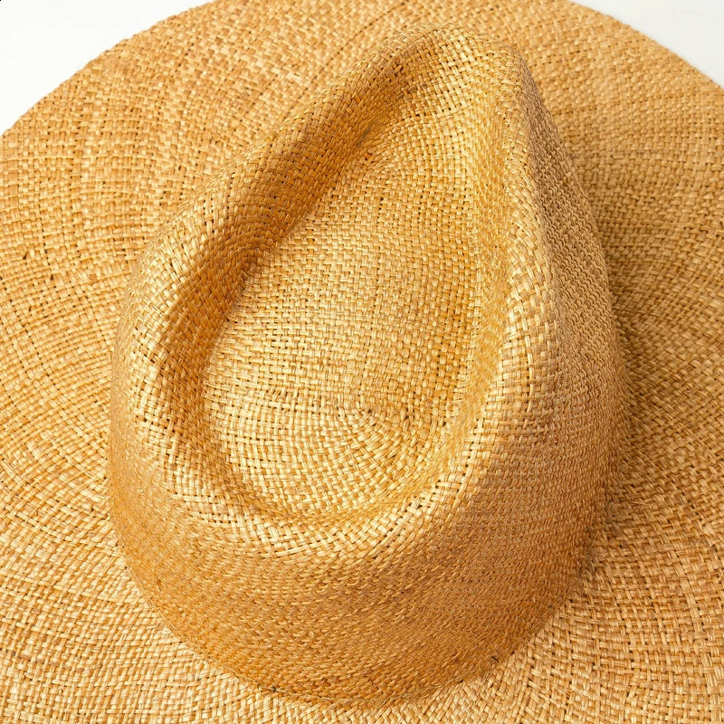 Cappello Fedora in paglia a tesa larga con erba intrecciata fine estivo donna Moda Jazz Beach Panama 240309