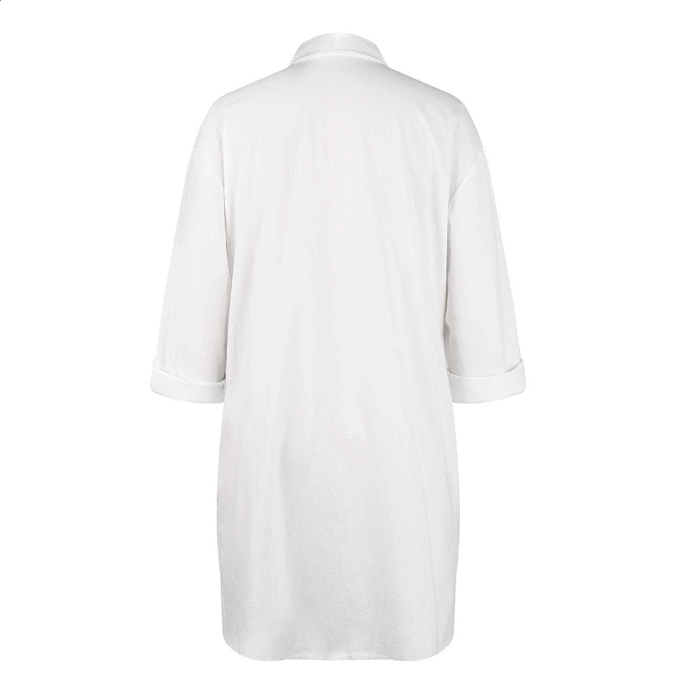 Robe chemise en coton et lin pour femmes, grande taille, Mini jupe courte décontractée, vêtements féminins d'automne et d'hiver, 2023, 240311