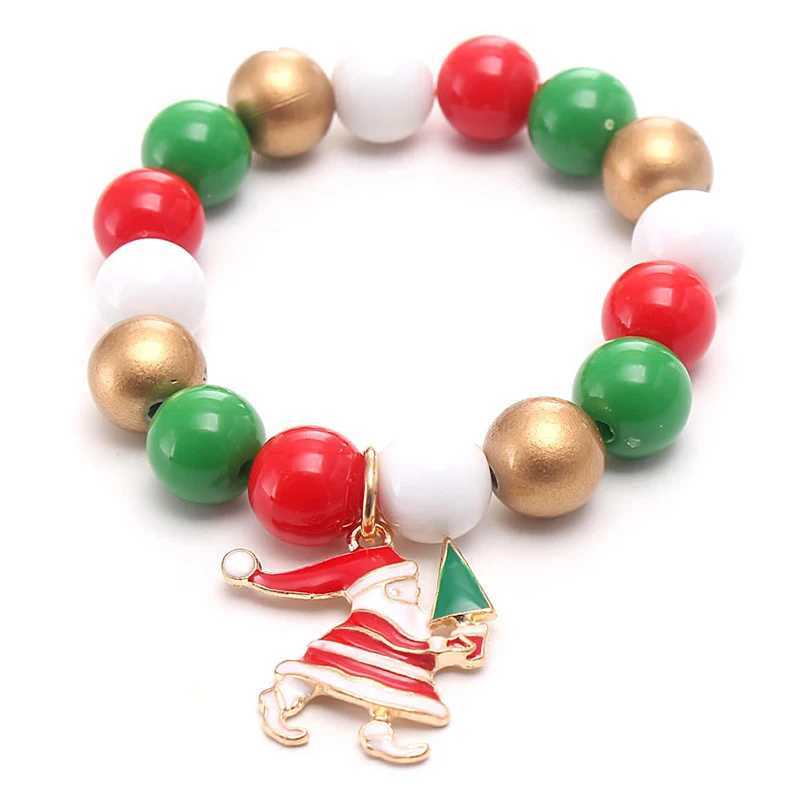 Kette Weihnachten Perlen Armband Schmuck Weihnachtsmann Weihnachtsbaum Schneemann Glocke Handschuhe Anhänger Armband Weihnachten Neujahr Geschenk für KinderL24