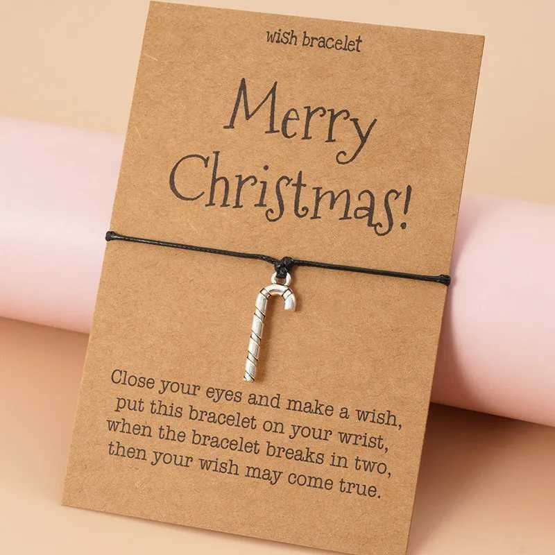 Chain 1/Christmas Hand Rope Charm Bracelet with Santa Claus Xmas Tree Beads Fashion Bracelets Christmas Jewelry Kids Xmas GiftL24