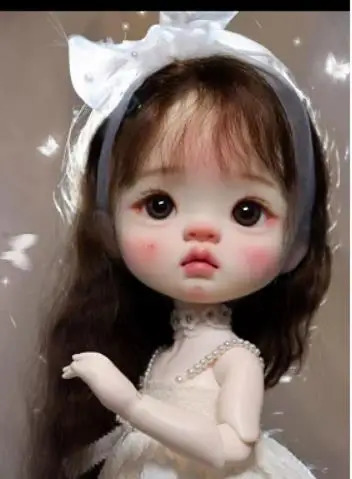 In voorraad 1/6 26 cm qianqian yuanbao BJD sd Pop Grote Hoofd Hars Materiaal DIY Accessoires Kind Speelgoed Meisje gift 240304