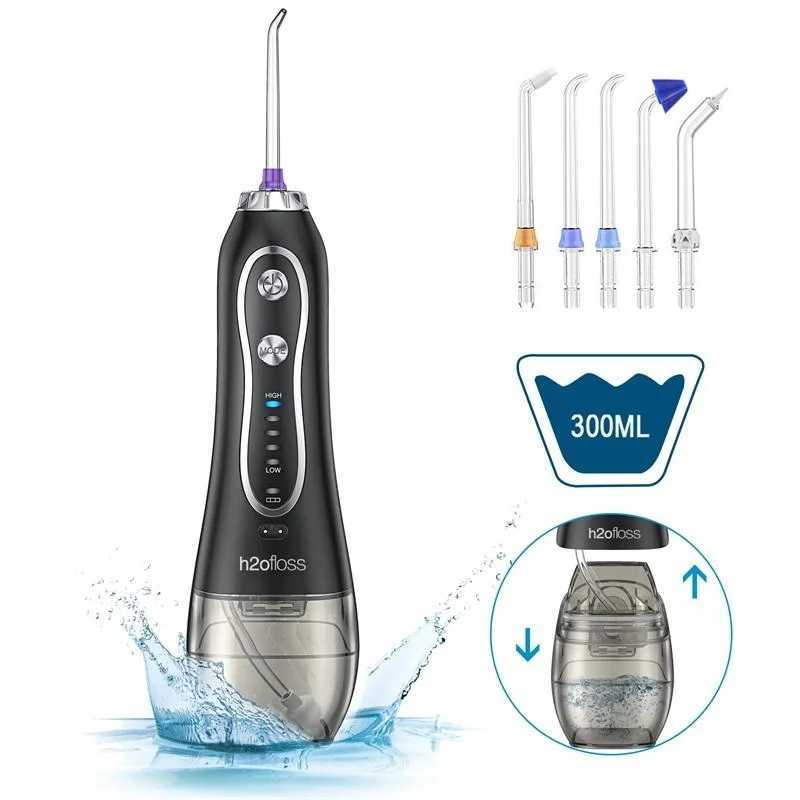 Oral Irrigators H2ofloss Hf-6 Cordless Oral 5-nozzle Rinser Portable Electric Water Rinser for Teeth Cleaning and Health J240318