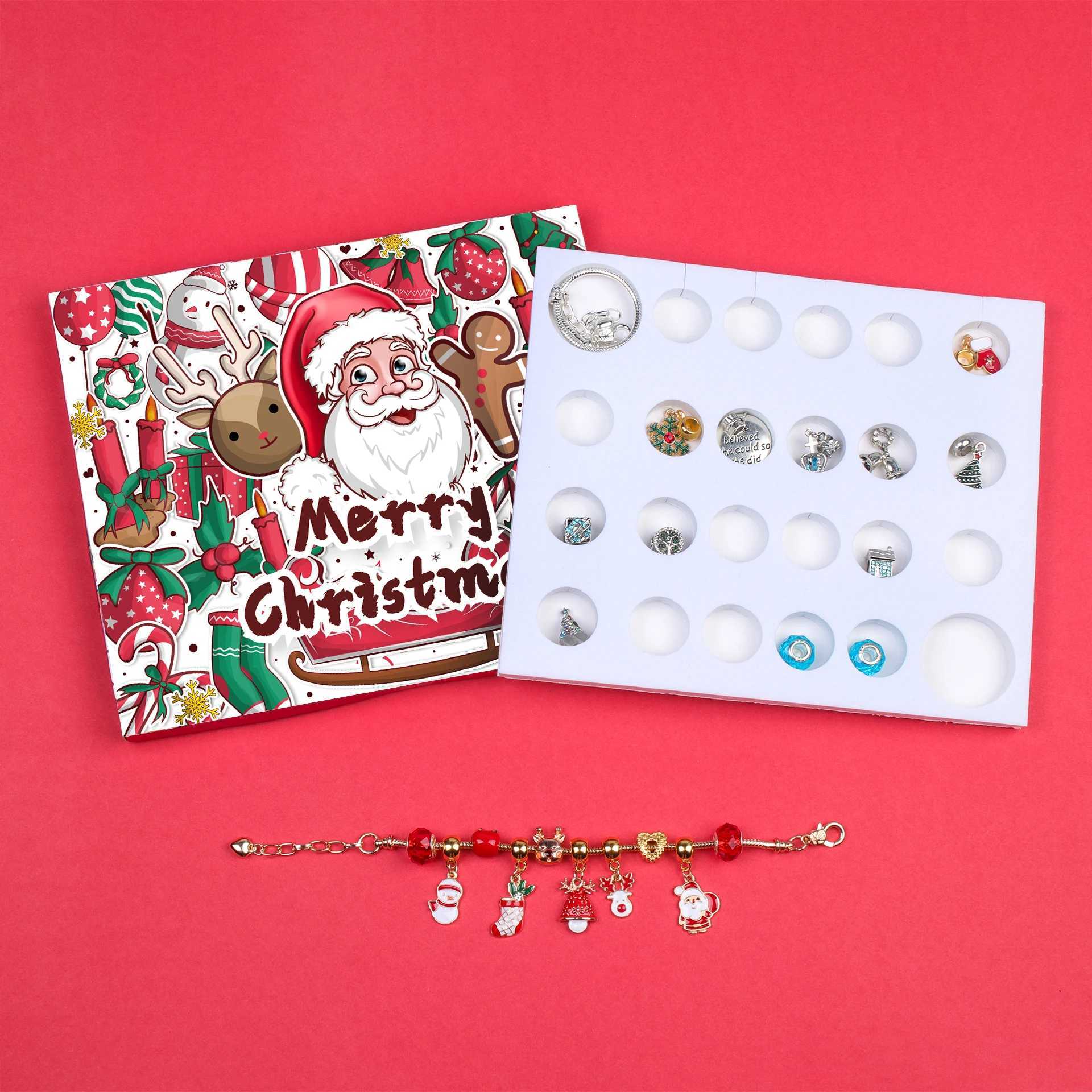 Kedja 24 dagars advent kalender julklockor överraskning blind låda set kreativ handgjorda diy barn armband presentlåda