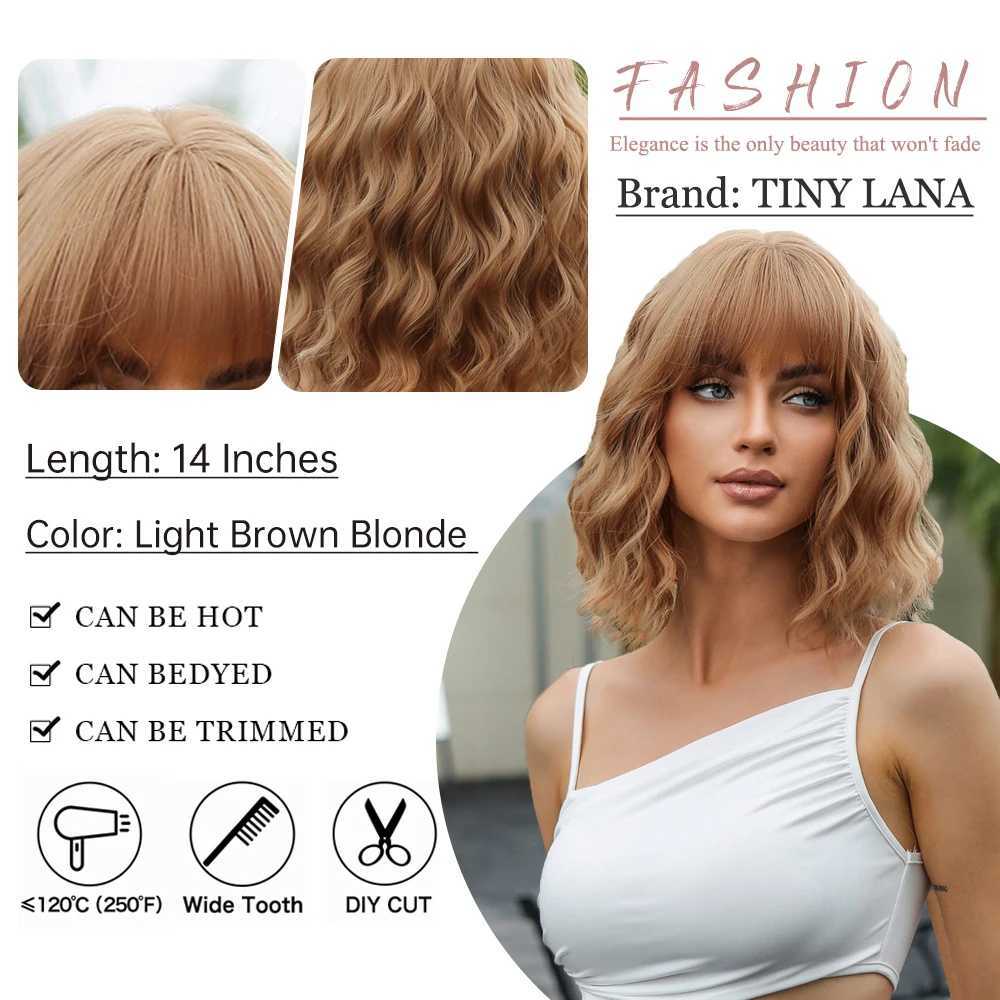 Synthetic Wigs Ginger Brown Blonde Short Curly Synthetic Wig with Bangs for Women Afro Natural Bob Wave Lolita Cosplay Wigs Heat Resistant Hair 240328 240327