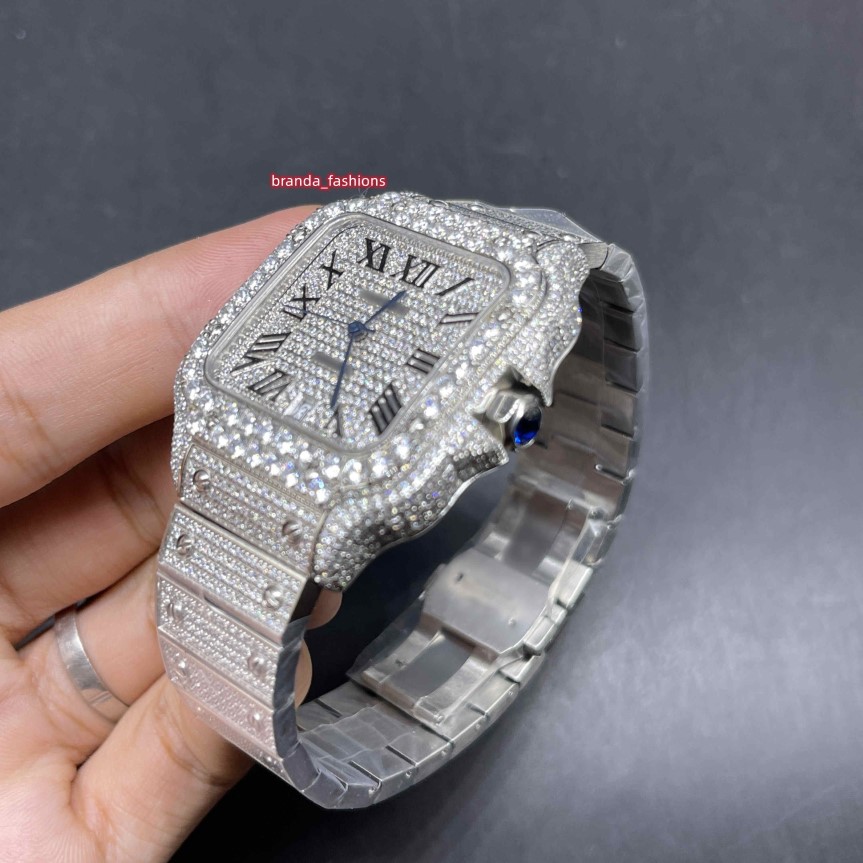 Conjunto de pinos masculinos hip hop diamante relógios mais recentes aço inoxidável totalmente automático relógios esportivos mecânicos282k