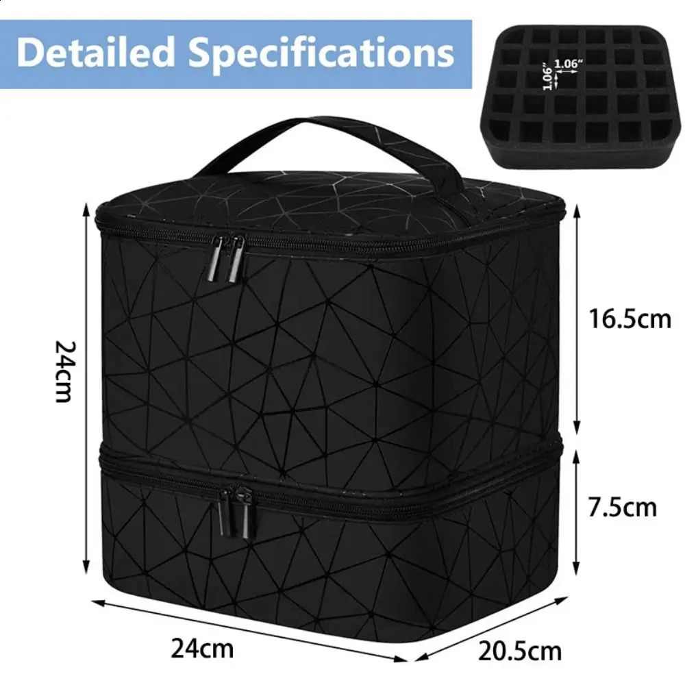 Sac organisateur cosmétique sac à main Design Double couche 30 grilles manucure de maquillage en Nylon avec poignée étui à ongles professionnel 240315