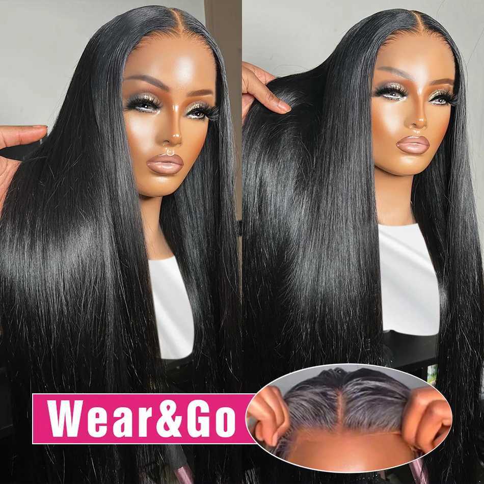 Synthetic Wigs Wear Go Glueless Wig 30 34 Inch Bone Straight 13x6 HD Lace Frontal Wig Human Hair Pre plucked 6x4 Transparent HD Lace Front Wig 240328 240327