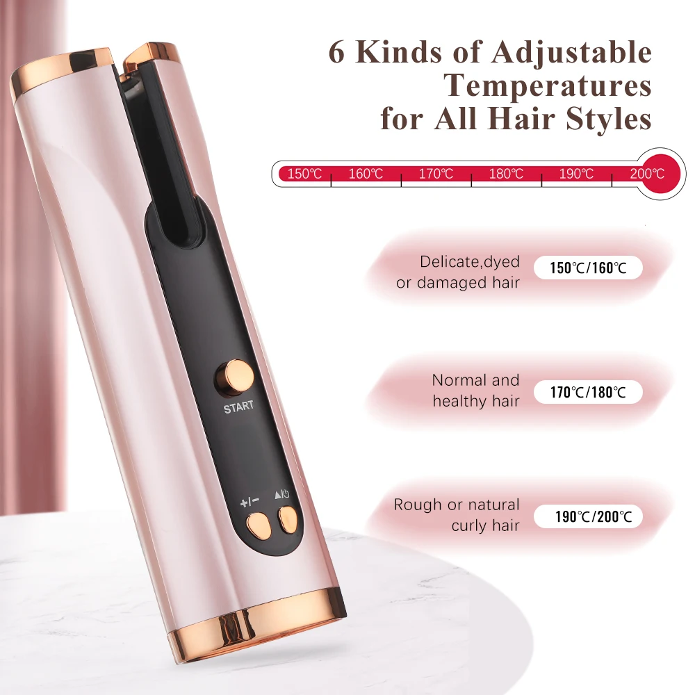 Irons Hair Curler Wireless Automatic Curling Iron Electric Set Justerbar temperaturmodellering Barber Tool Rotation Wave Fashion Style