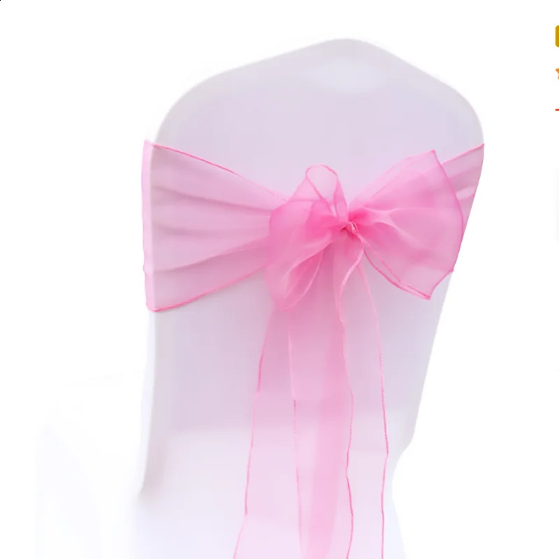 100 datorer Organza Stol Sash Bow for Banket Wedding Party Event Xmas Decoration Sheer Fabric Supply 18cm275cm 240307