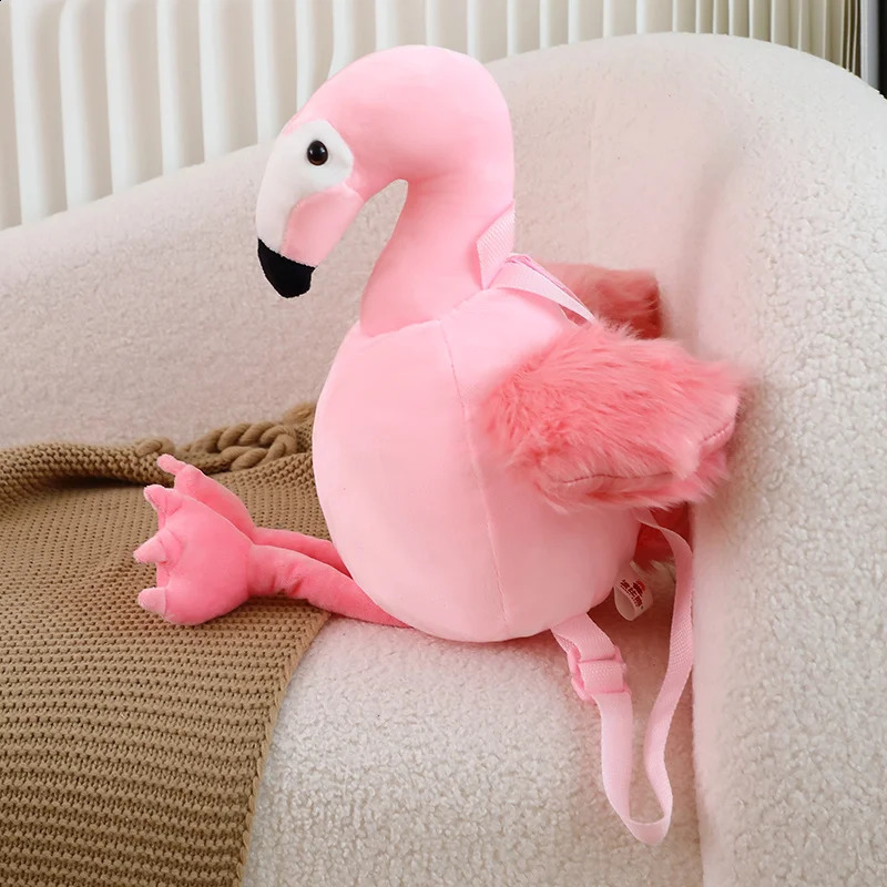 Animais de pelúcia dos desenhos animados rosa flamingo elefante mochila super macio saco meninas meninos presentes do ano aniversário decoração casa 240314