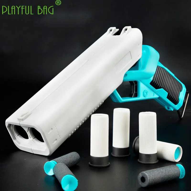 Gun Toys Nouveau chaud enfant cadeau de noël Interaction Parent-enfant éponge doux élastique jouet pliant pistolet Lehui Double Tube Eva garçon jouet pistolet QD55L2403