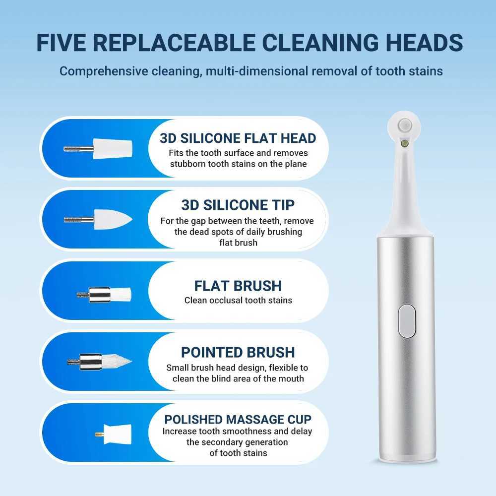 Oral Irrigators Rotating 360 Electric Dental Scale Multifunctional Cleaning and Polishing Machine Toothbrush to Remove Smoke Stains Flat Tartar Whitening USB J24