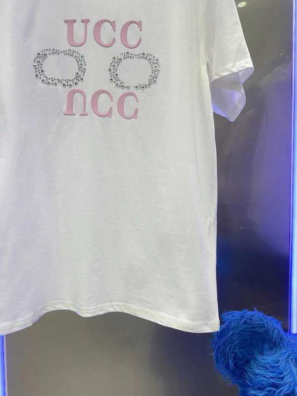 T-shirt Femme Designer 2024 Début du printemps Nouveau G Home Water Diamond Décoratif T-shirt à manches courtes pour le magnat de la richesse Qianjin Simple Col rond Polyvalent Top 6U2Q