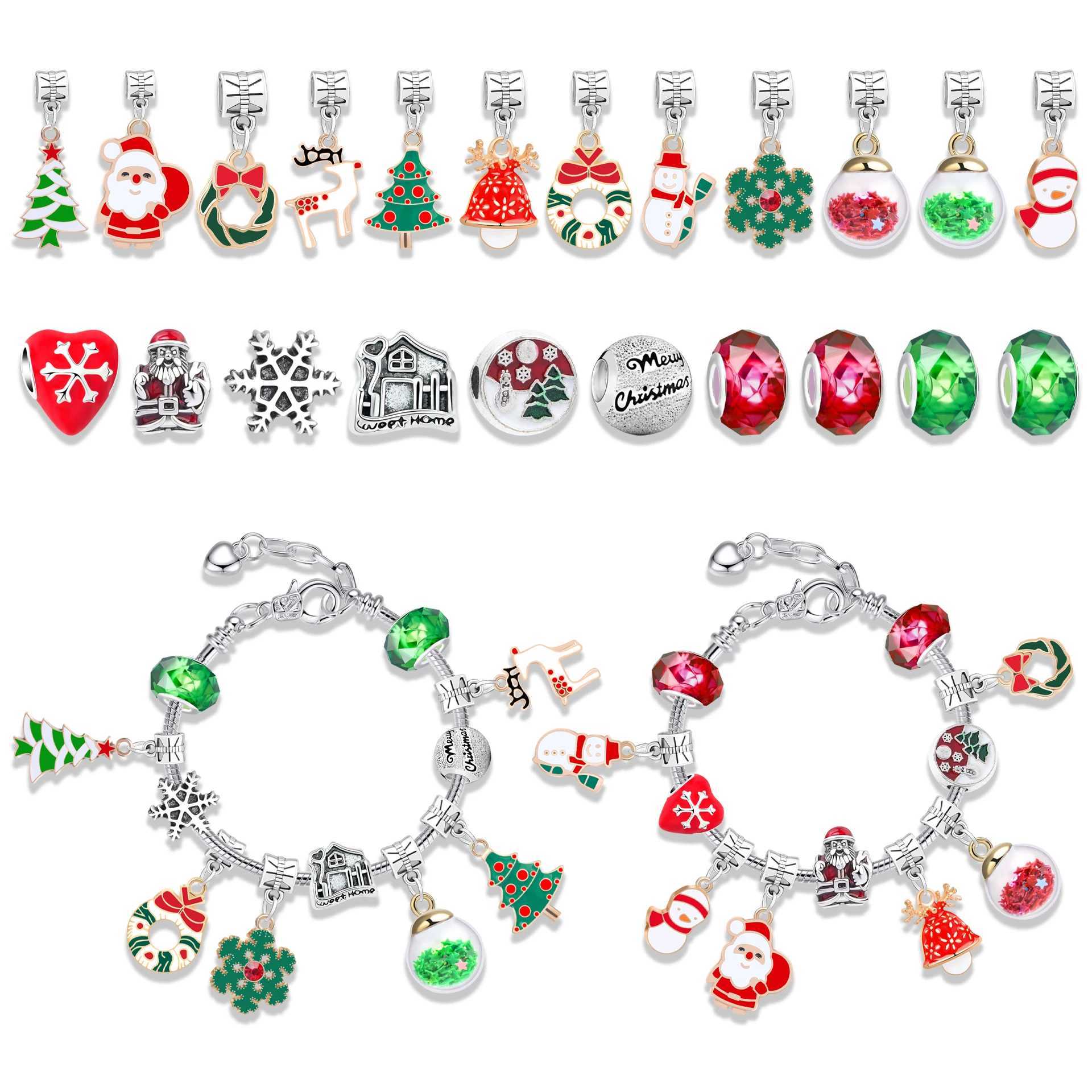 Keten Kerst Blind Box 24 Dagen Countdown Kinderarmband -DIY Creatieve Handgemaakte Blind Box Prachtige Geschenkdoos SetL24