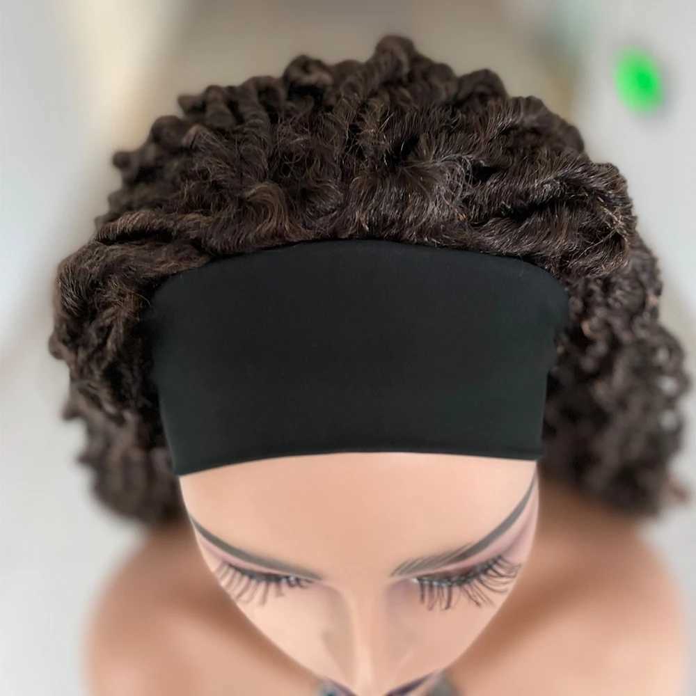 Synthetic Wigs Dreadlocks Headband Wig Box Braid Wigs For Black Women Faux Locs Crochet Hair Wigs Ombre Brown Braided Twist Wig 240329