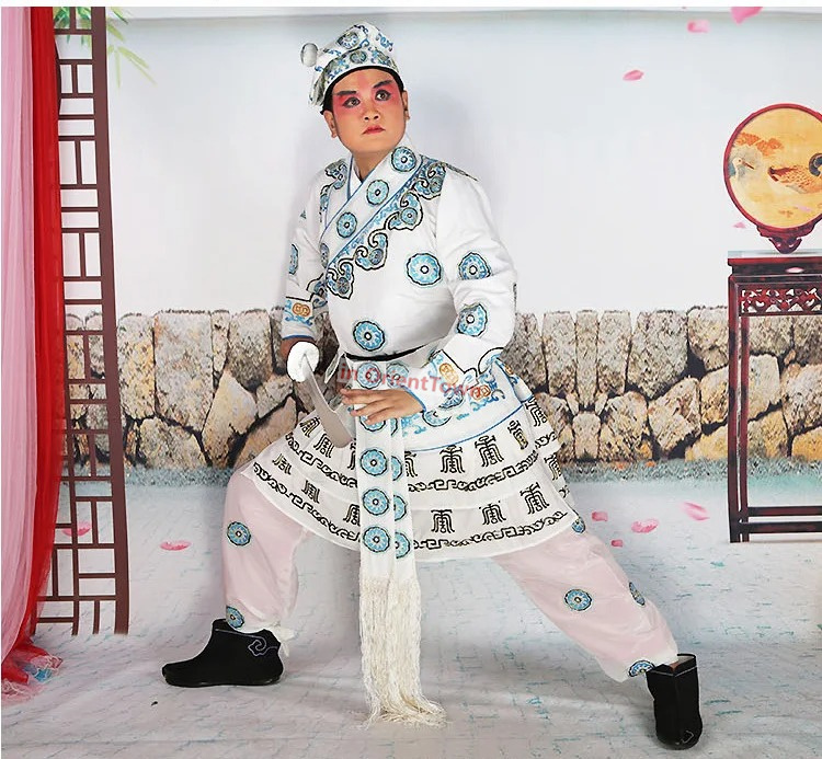 Traditionella operaer Kungfu Fighter Man Clothing Mandarin Jacket + Pants + Hat Peking Opera Men's Drama Costumes Wusheng Clothes