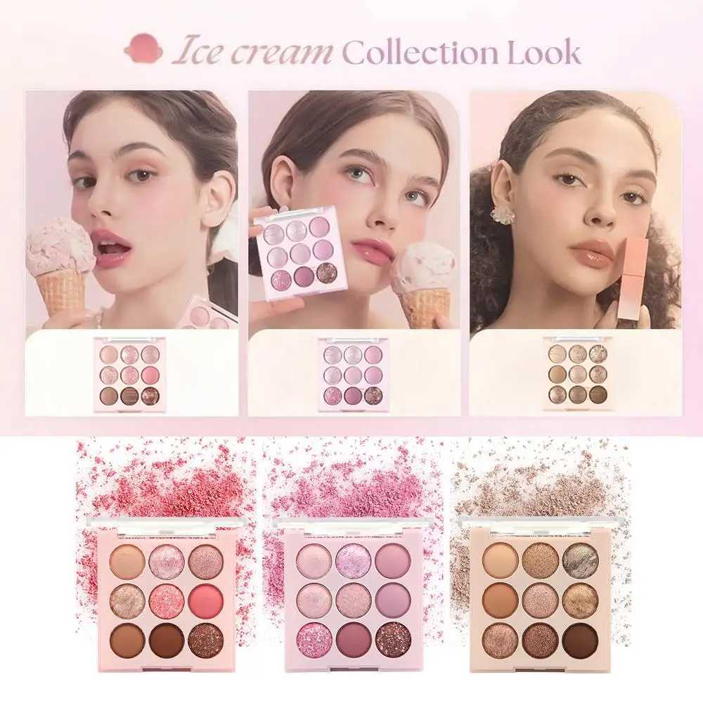 Eye Shadow Ice Cream Eyeshadow Palette Glitter Rose Aegyosal Oat Milk Tea Purple Eye Shadows Cool Tone Korean Makeup Women CosmeticsL2403